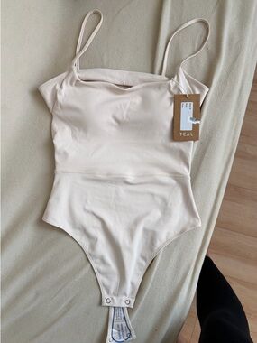 Teal Women's Cream Sculpting Bodysuit with Adjustable Straps